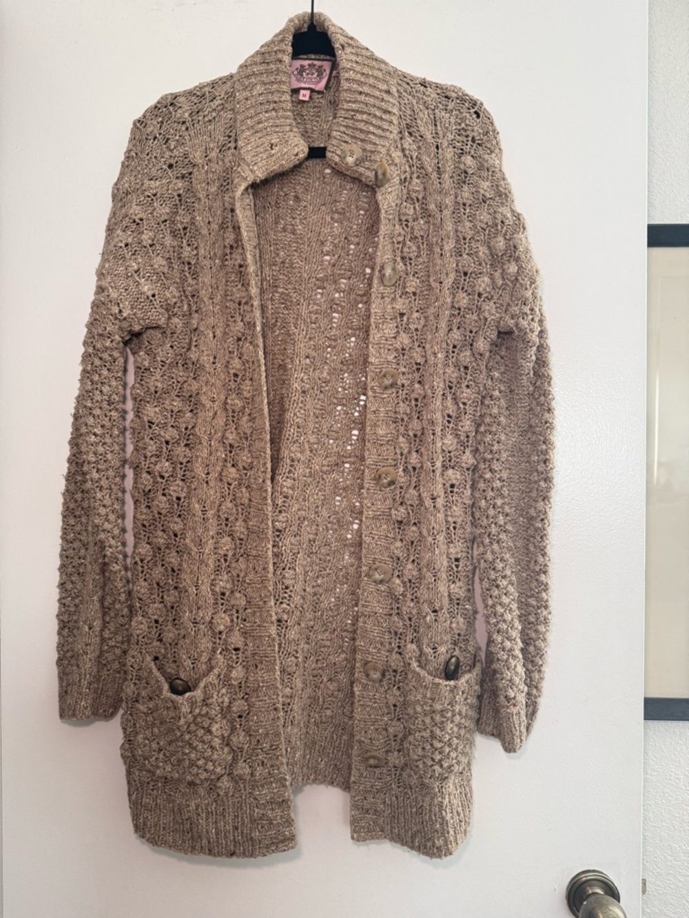 Juicy Couture Cable Knit Button-Front Long Cardigan